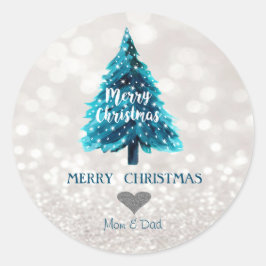 Adorable Pine Tree, Glittery Bokeh Runder Aufkleber