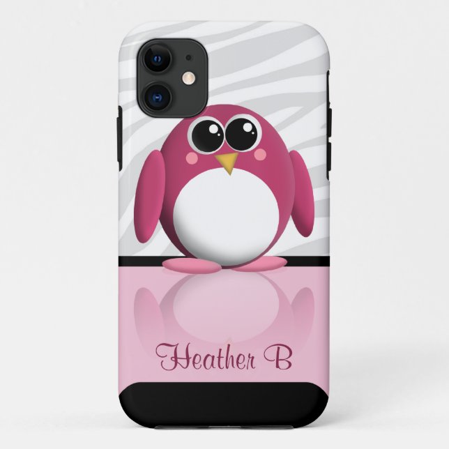 Adorable Pingouin rose personnalisé iPhone 5 Coque (Dos)