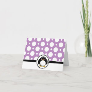 Adorable Pinguin Custom Lila Polka Dot Cards Dankeskarte