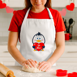 Adorable Pinguin Holding Be Mine Herz Schürze