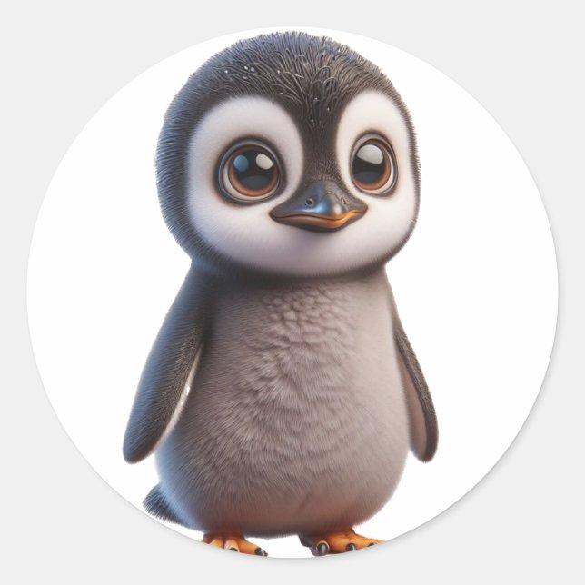 Adorable Pinguinfigur Illustration - Charme Runder Aufkleber (Vorderseite)