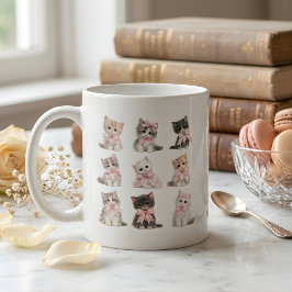 Adorable Pink Bow Kittens Cute Cat Lover's Coffee Kaffeetasse