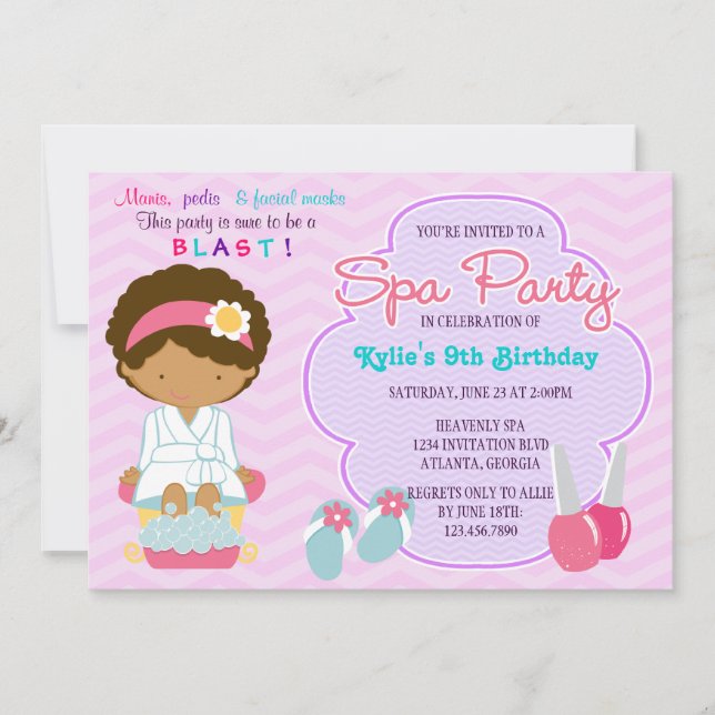 Adorable Pink Lila Wellness-Center Verwöhnpartei G Einladung (Vorderseite)