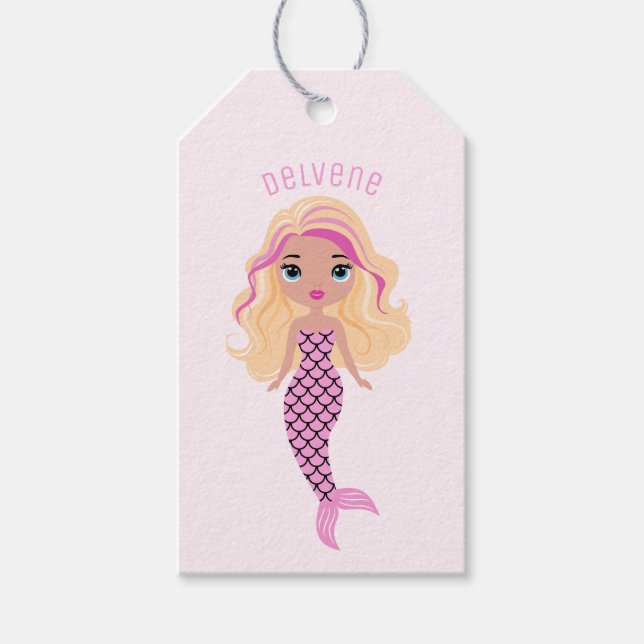 Adorable Pink Mermaid Geschenkanhänger (Vorderseite)