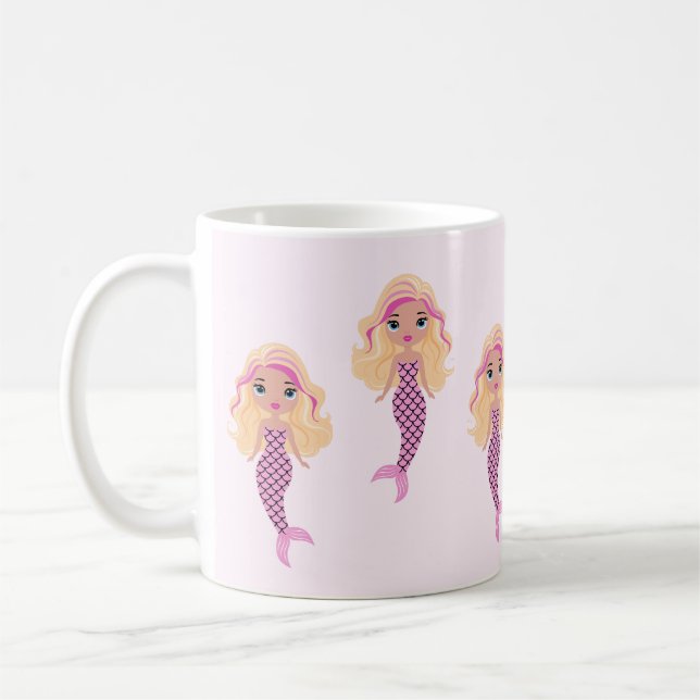 Adorable Pink Mermaid Kaffeetasse (Links)