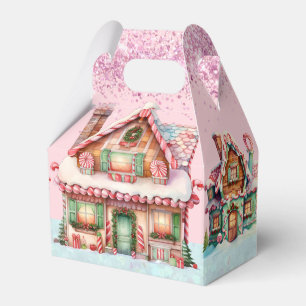 Adorable Pink Pastel Gingerbrot Haus Geschenkschachtel