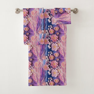 Adorable Pink Purple Pastel Floral Cutout Motif