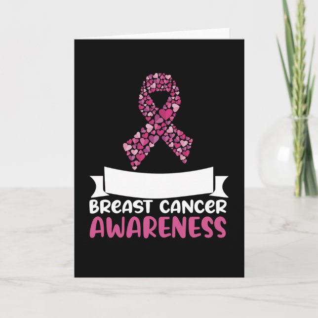 Adorable Pink Ribbon Brustkrebs Bewusstsein Frauen Karte (Vorderseite)