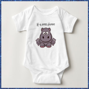Adorable Pink und Gray Baby Hippo Strampler