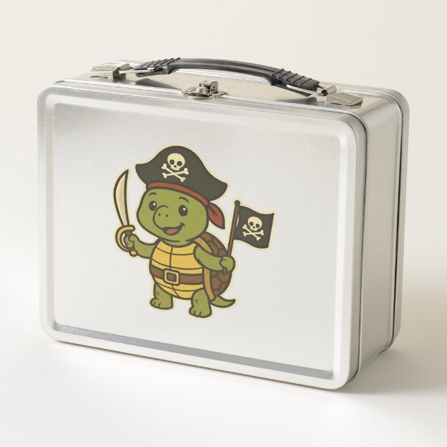 Adorable Pirate Turtle Classic T-Shirt Metall Brotdose (Vorderseite)