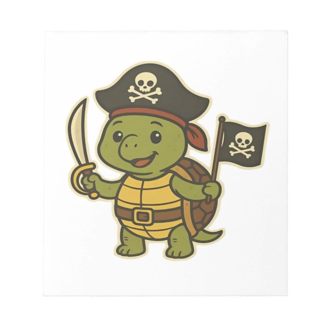 Adorable Pirate Turtle Classic T-Shirt Notizblock (Vorderseite)