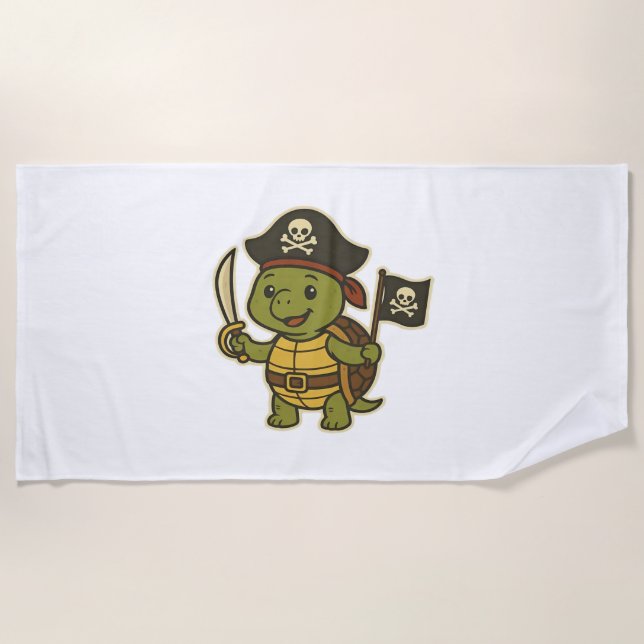 Adorable Pirate Turtle Classic T-Shirt Strandtuch (Vorderseite)