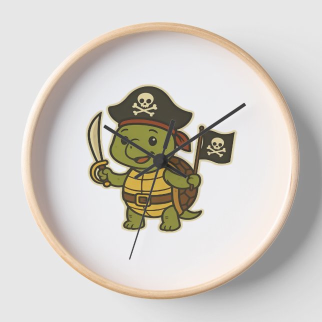 Adorable Pirate Turtle Classic T-Shirt Uhr (Vorderseite)