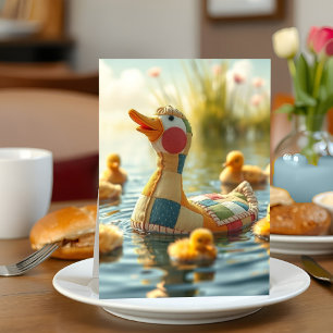 Adorable Plush Toy Duck Junge Mutter Sweet Mother  Karte