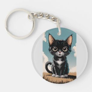 Adorable Porte - clé de chat noir