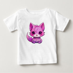 Adorable Portrait Print a Pink Cyborg Cat Baby T-shirt