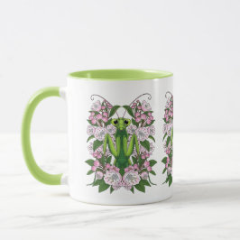 Adorable Praying Mantis And Mountain Laurel  Tasse