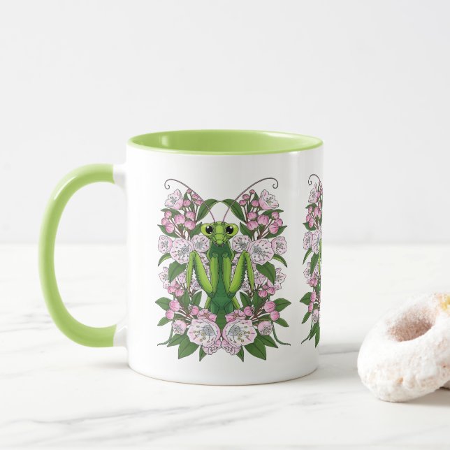 Adorable Praying Mantis And Mountain Laurel  Tasse (Mit Donut)
