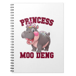 Adorable PRINCESS MOO DENG Baby Hippo Girl Dabbing Notizblock