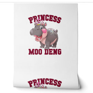 Adorable PRINCESS MOO DENG Baby Hippo Girl Dabbing Tapete