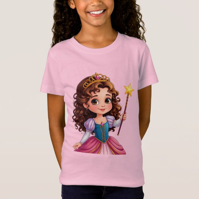 Adorable Prinzessin Holding Magic Wand T-Shirt (Vorderseite)