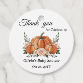Adorable Pumpkin Floral Baby Dusche Vielen Dank Geschenkanhänger
