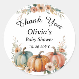Adorable Pumpkin Floral Watercolor Kinderdusche al Runder Aufkleber