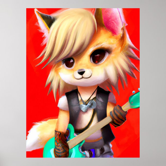 Adorable Punk Rock Fox Poster (Vorne)