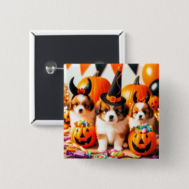 Adorable puppies halloween  button (Vorne & Hinten)