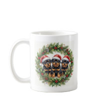 Adorable Puppy Rottweilers Christmas Mug