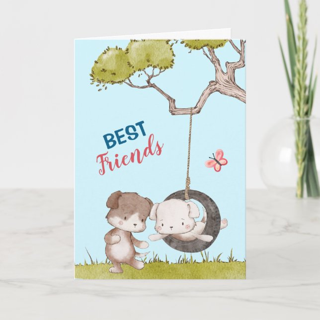 Adorable Pups Unterstützung für die besten Freunde Karte (Vorderseite)