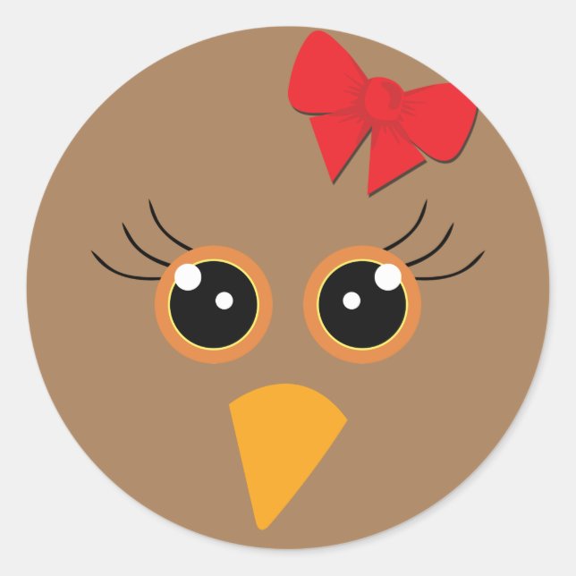 🦃 Adorable Putengesicht, braun Runder Aufkleber (Vorderseite)