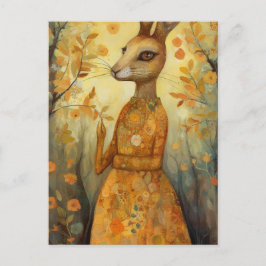 Adorable Rabbit Folkart Postkarte