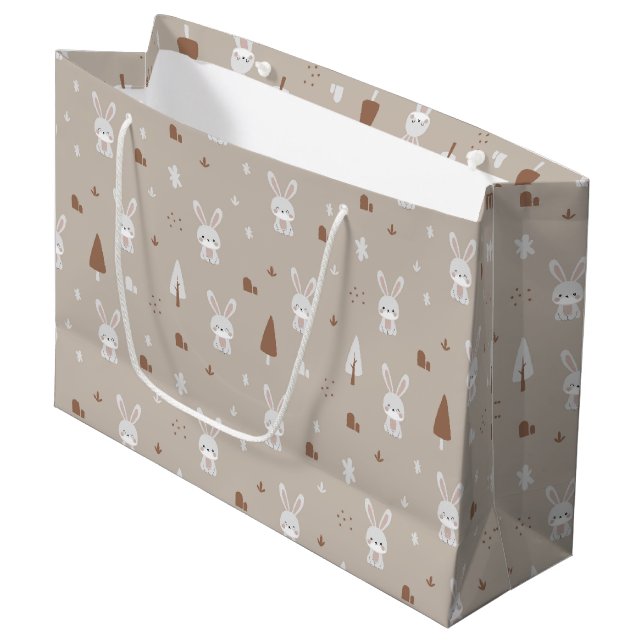 Adorable Rabbit Motif Grand sac cadeau (Devant Angle)