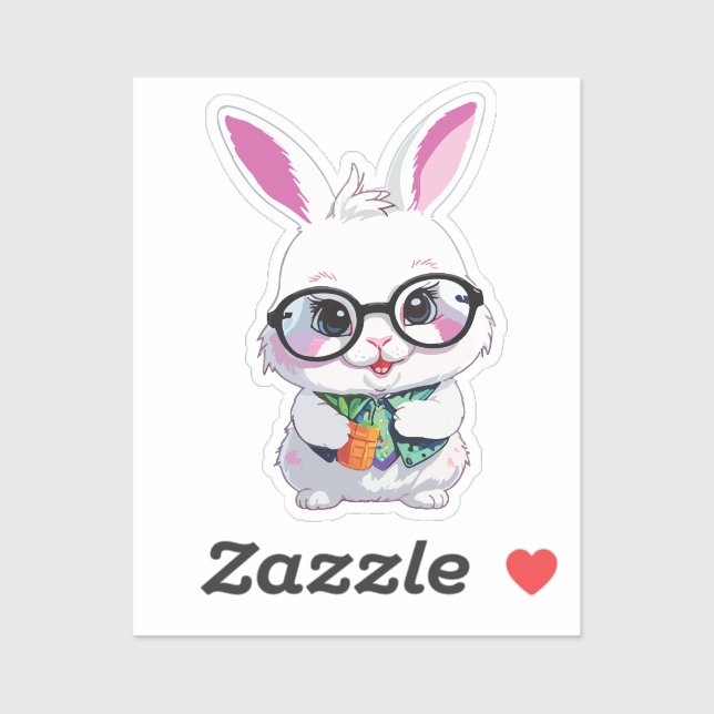 Adorable Rabbit with Sunglasses Vinyl Aufkleber (Blatt)