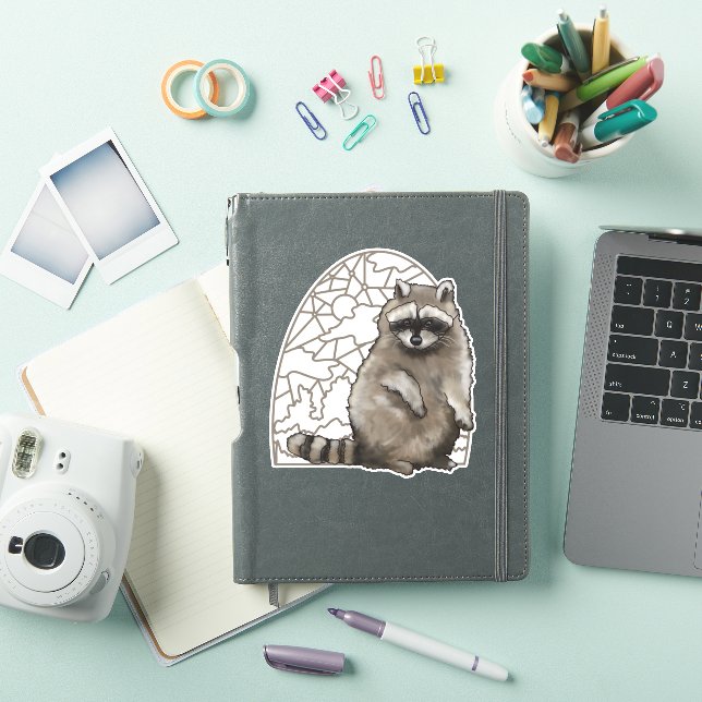 Adorable Raccoon-Hartglas Aufkleber (iPad Hülle)