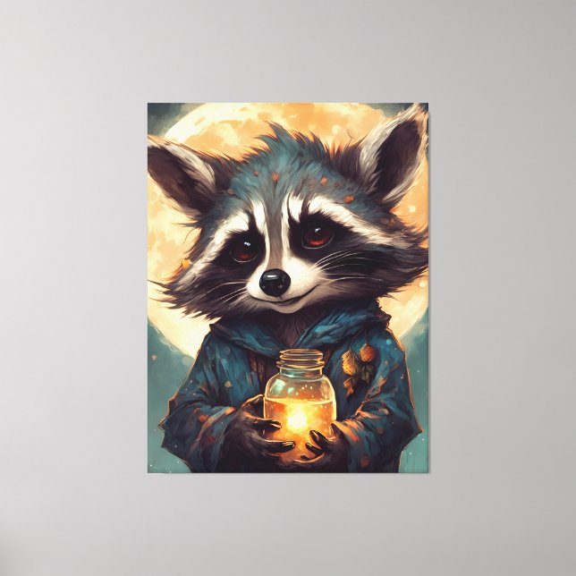 Adorable Raccoon mit einem Zaubertrank Leinwanddruck (Vorderseite)