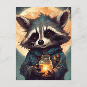 Adorable Raccoon mit einem Zaubertrank Postkarte