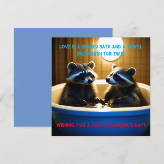 Adorable Raccoons in der Badewanne Spaß Valentinst Feiertagskarte