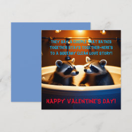 Adorable Raccoons in der Badewanne Spaß Valentinst Feiertagskarte