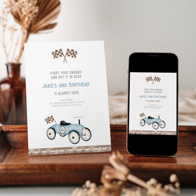 Adorable Race Voiture Anniversaire Invitation (Créateur téléchargé)