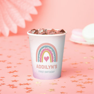 Adorable Rainbow Girl's Birthday Party Paper Cups Pappbecher