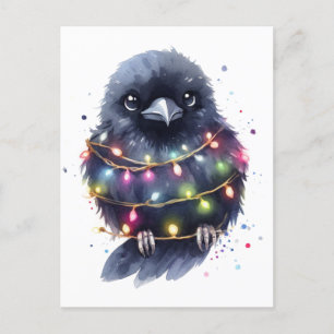 Adorable Raven Christmas Postkarte