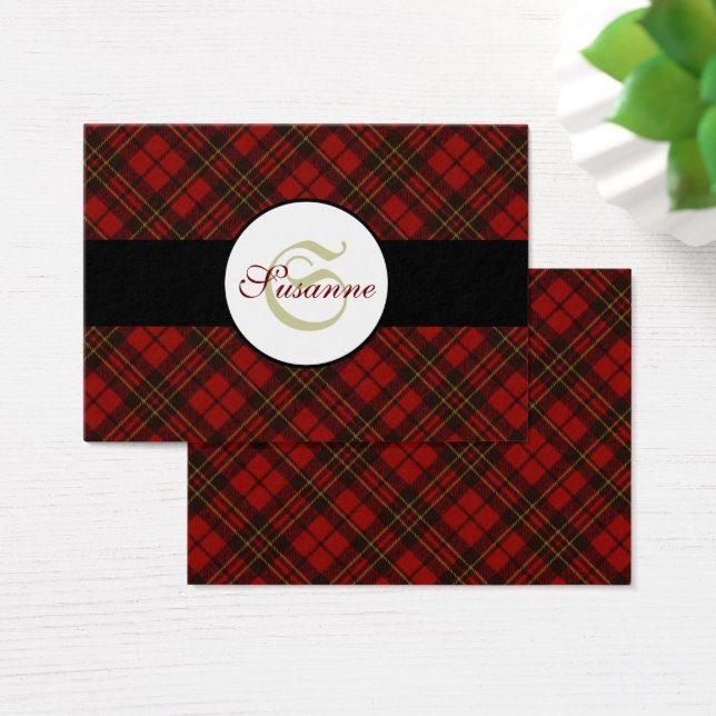 Adorable Red Christmas tartan Monogram (Schreibtisch)