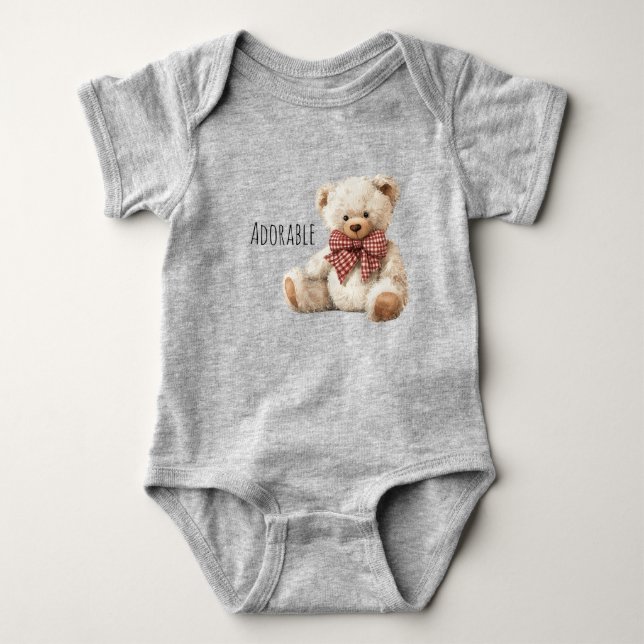 Adorable Red Cream Teddy Bear Baby Strampler (Vorderseite)