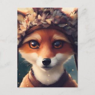 Adorable Red Fox in Winterkleidung Postkarte