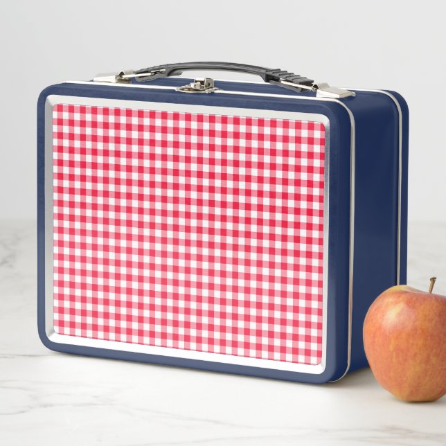 Adorable Red Gingham Metal Lunch Box (Beispiel)