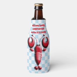 Adorable Red Lobster Herz Pinzette Blue Checkered Flaschenkühler