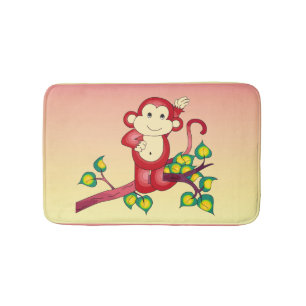 Adorable Red Monkey Animal Bath Matts Badematte