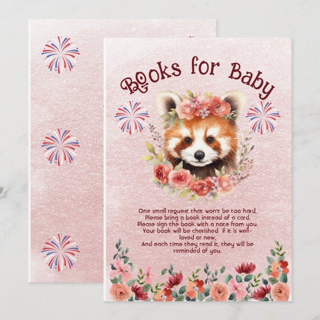 Adorable Red Panda Bärenbücher für Kinder Einladung (Vorne/Hinten)